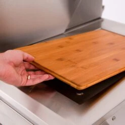 American Made Grills AMG-ENC36-CART Encore 36-Inch Dual Fuel Wood And Gas Grill With Infrared Searing Burner And Rotisserie Kit On Cart -Barbecue Supplies Store encfs36 c 04 21