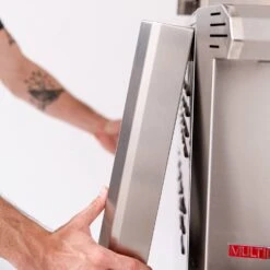 American Made Grills AMG-ENC36-CART Encore 36-Inch Dual Fuel Wood And Gas Grill With Infrared Searing Burner And Rotisserie Kit On Cart -Barbecue Supplies Store encfs36 f 04 21