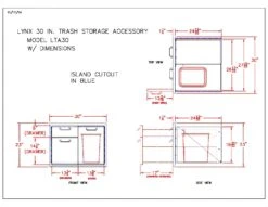 Lynx LTA30 Professional Trash Drawers Combo Unit, 30x23-Inch -Barbecue Supplies Store lta30 specs b